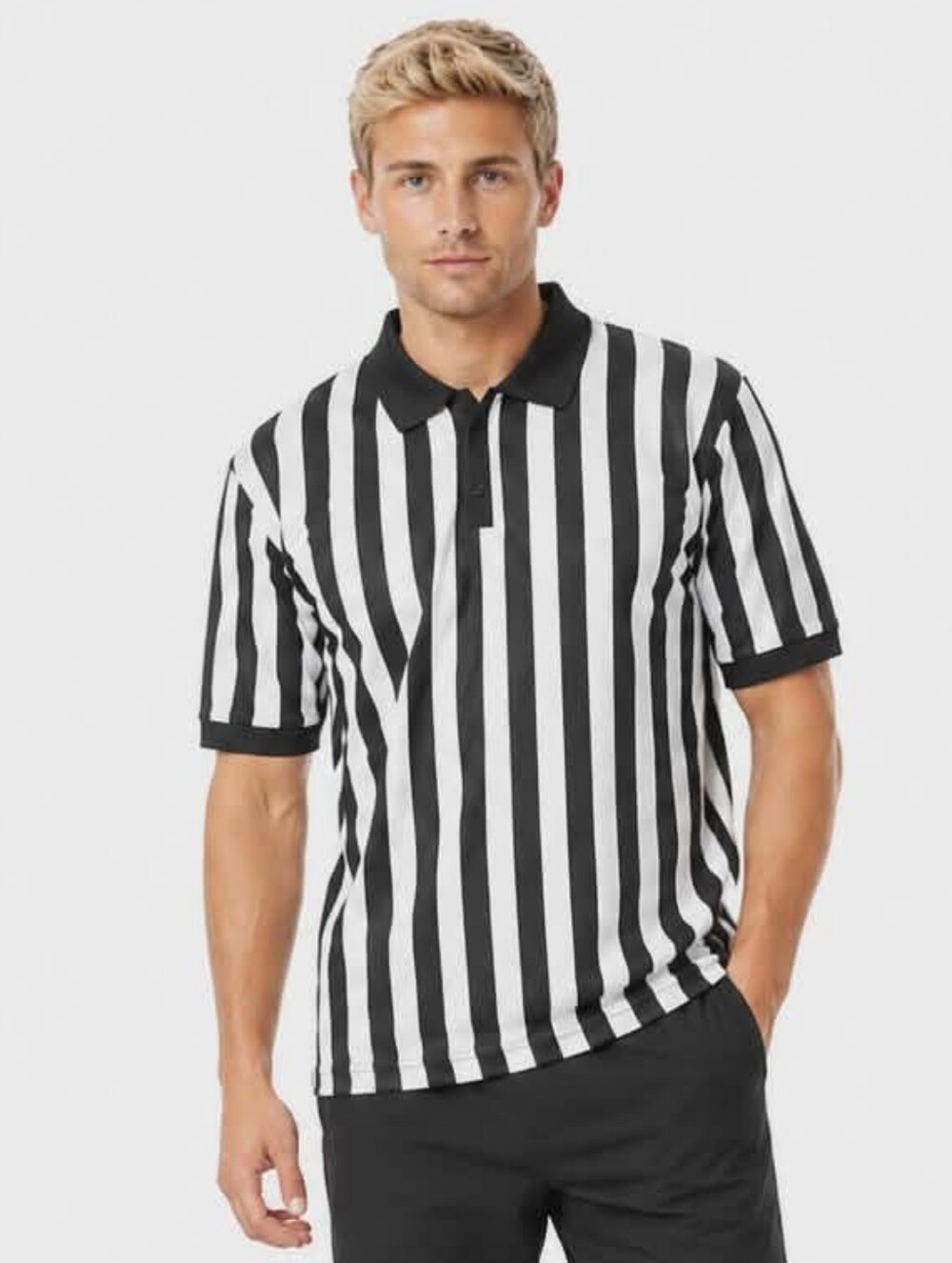 Cliff Keen Referee Stripe Polo Shirt Black White Official XL